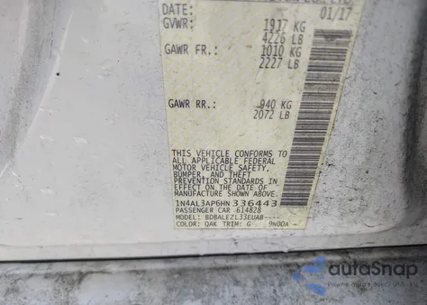 2017 Nissan Altima 2.5 S из США, поврежденный, VIN 1N4AL3AP6HN336443